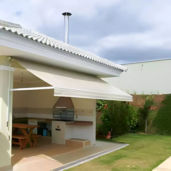 Toldo Cortina com Braço para espaço gourmet em São Roque SP